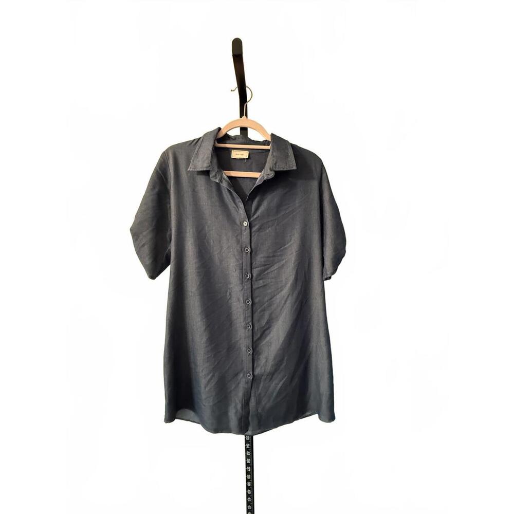 Black Short Sleeve Shirt Dress/Tunic
